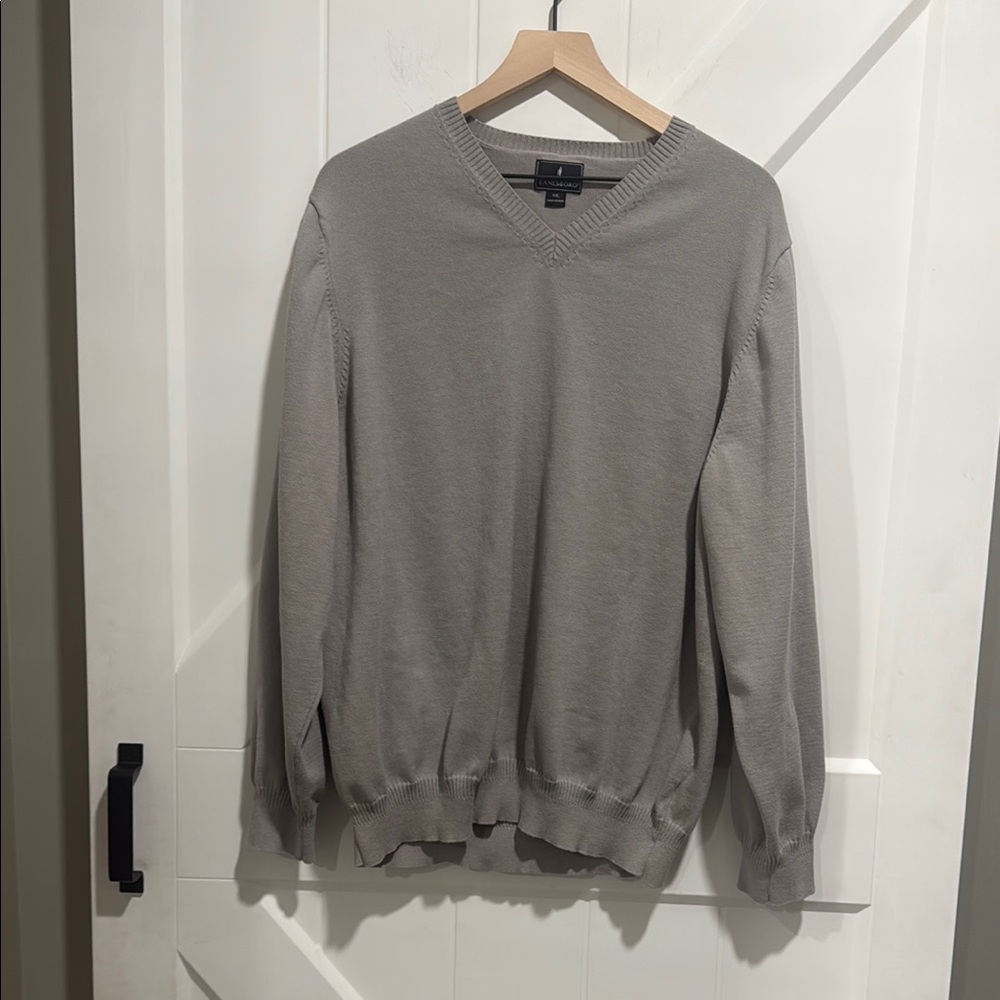 Classic Gray V-Neck 100% Cotton Sweater